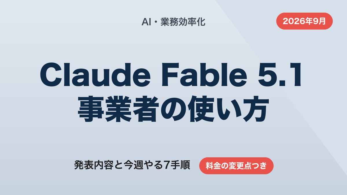 Claude Fable 5.1とは|事業者の活用7手順と料金【2026年9月】