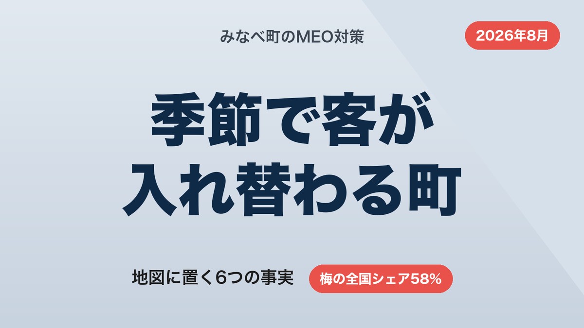 みなべ町のMEO対策｜観梅期と収穫期で客が入れ替わる町の6ステップ【2026年8月】
