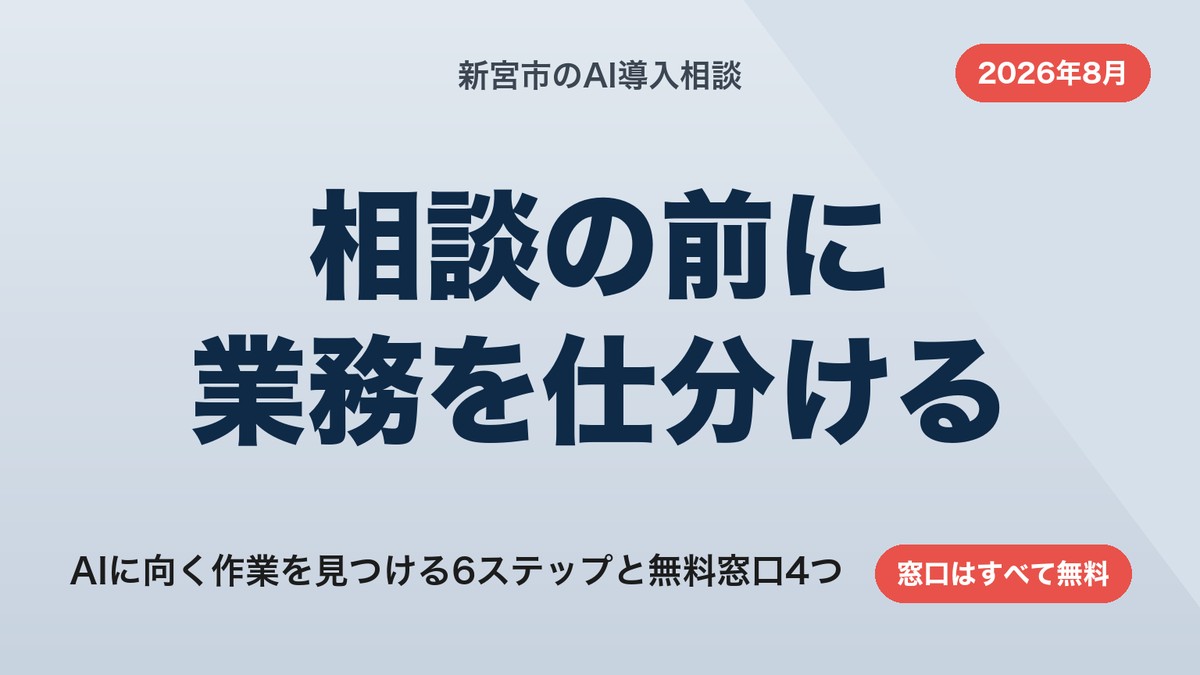 新宮市のAI導入相談|業務の棚卸しから始める6ステップと無料窓口4つ【2026年8月】