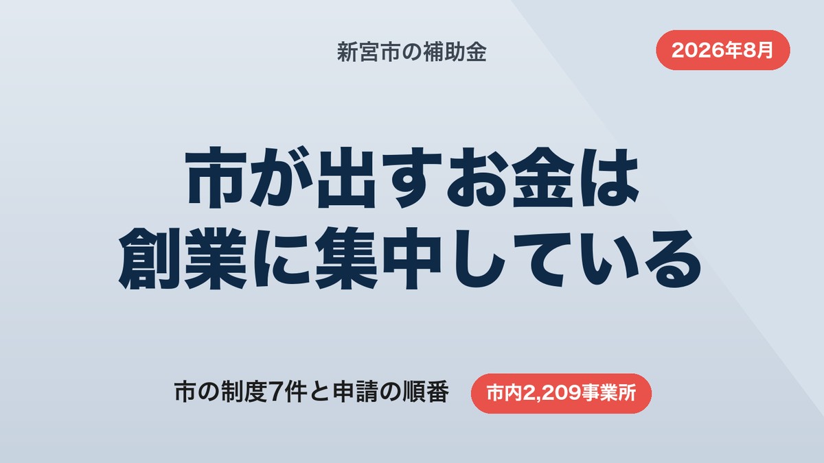 新宮市の補助金|事業者が使える市の制度7件と申請の順番【2026年8月】
