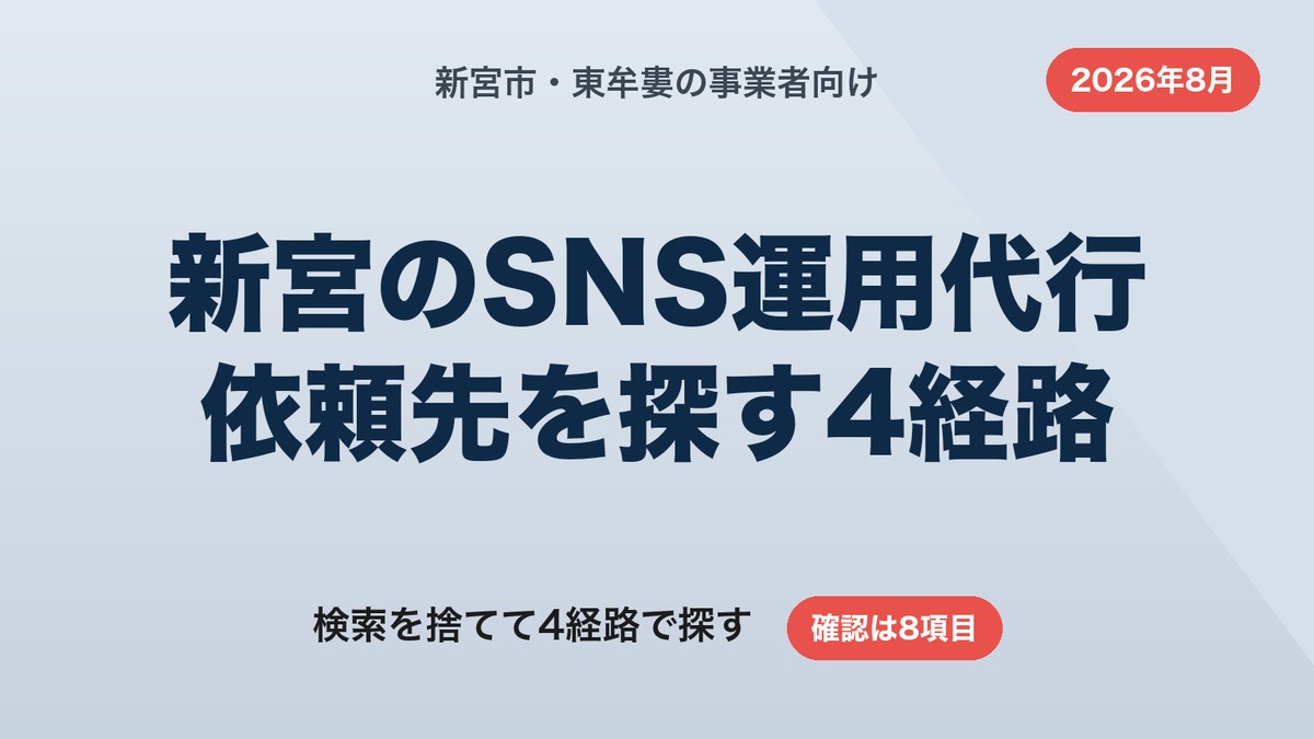 新宮市のSNS運用代行|同名地に埋もれた検索結果から依頼先を探す4経路【2026年8月】